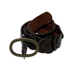 Brown Concho style biker boho hippie Leather Belt size M/L